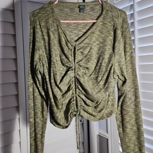 Wild Fable Green Textured Knit Top